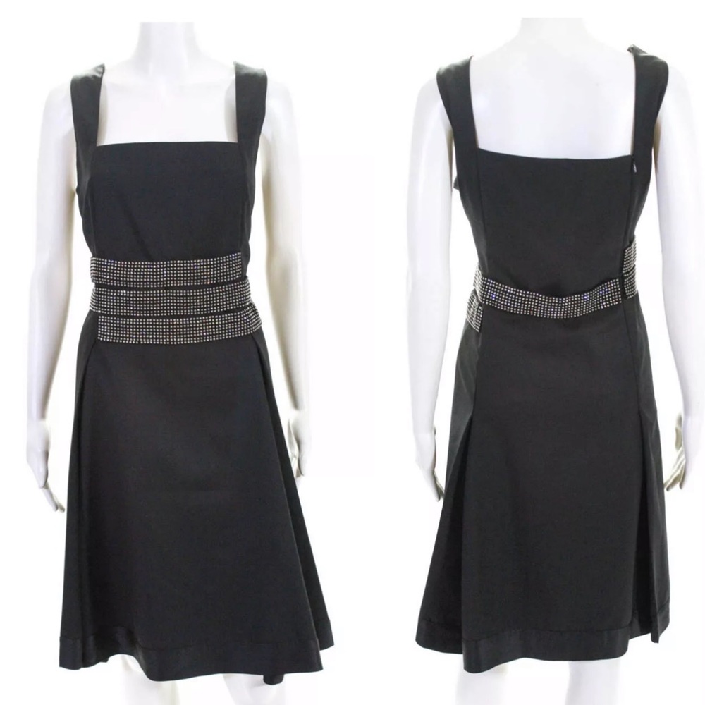 Tory Burch Crystal Embellished Belt Cocktail Evening Dress Belted A-Line